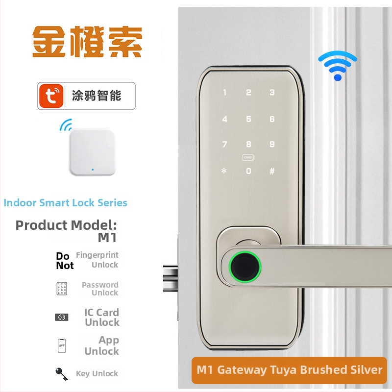 Смарт заключване с пръстов отпечатък за вътрешни дървени врати – модел M1, капацитет отпечатъци 100, време на сканиране <0.01 сек, работна температура -20°C до 60°C, живот 500000 цикъла