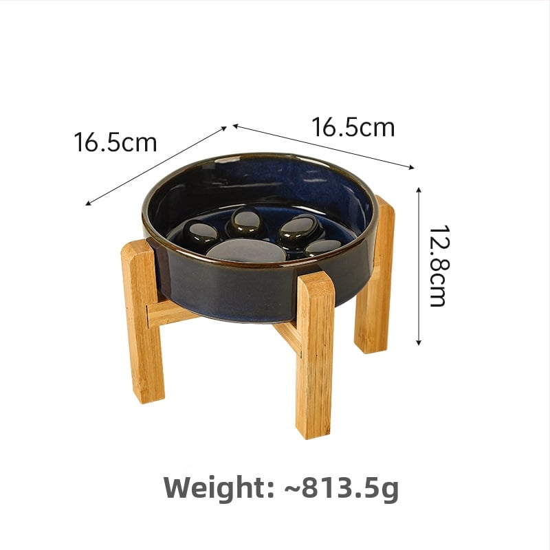 Κεραμικά μπολ κατοικίδιων για γάτες και σκύλους, ιαπωνικού στυλ, ψημένα σε καμίνι, διπλά μπολ με σύστημα αργής πρόσληψης, αντι-πνιγμού και αντι-διαρροών