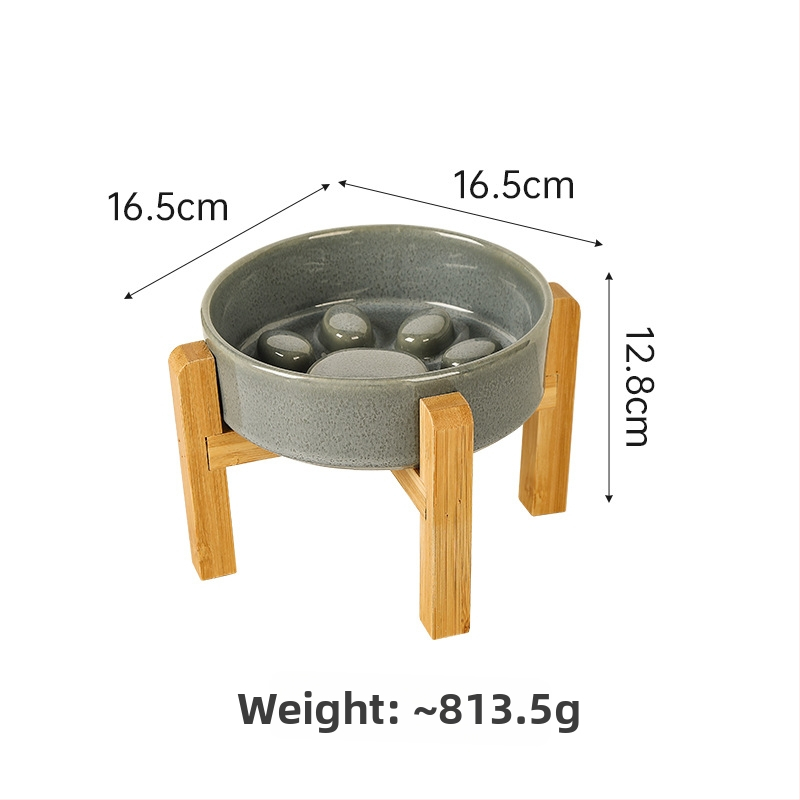 Κεραμικά μπολ κατοικίδιων για γάτες και σκύλους, ιαπωνικού στυλ, ψημένα σε καμίνι, διπλά μπολ με σύστημα αργής πρόσληψης, αντι-πνιγμού και αντι-διαρροών