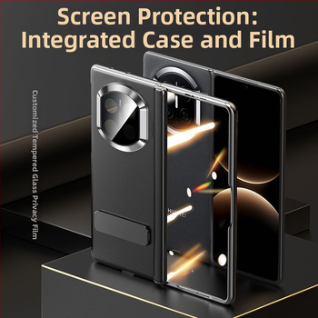 NECONO Kožené puzdro pre Huawei Mate X7 s predným a zadným krytom, pravá koža, integrovaný stojan, proti pádu, odolné proti škrabnutiam