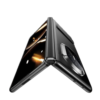 NECONO husă din piele pentru Huawei Mate X7, cu capac frontal și spate, piele reală, suport încorporat, anti-cădere, rezistentă la zgârieturi