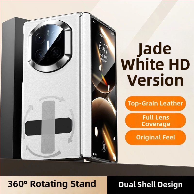 NECONO Kožené puzdro pre Huawei Mate X7 s predným a zadným krytom, pravá koža, integrovaný stojan, proti pádu, odolné proti škrabnutiam