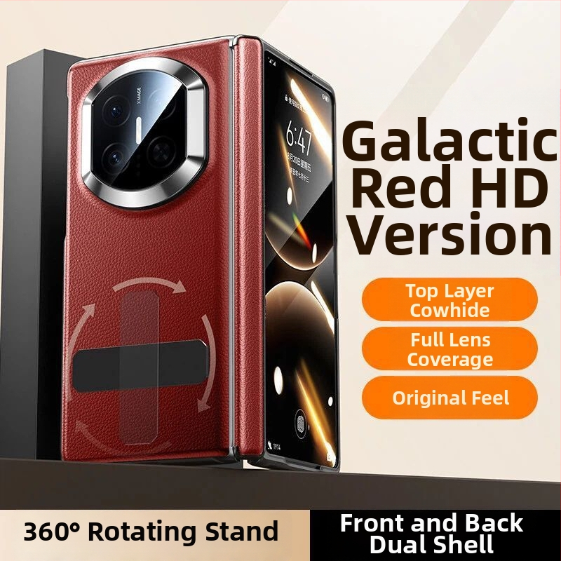 NECONO Kožené puzdro pre Huawei Mate X7 s predným a zadným krytom, pravá koža, integrovaný stojan, proti pádu, odolné proti škrabnutiam