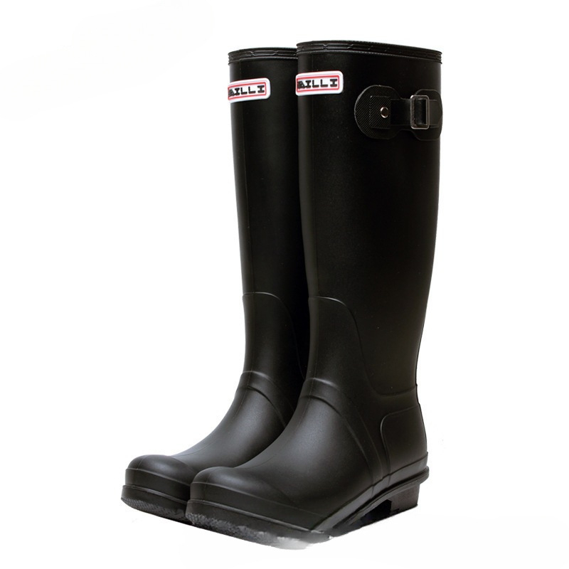 Cizme de ploaie pentru femei, înalte, partea superioară din PVC, impermeabile, antiderapante, pentru patru sezoane, toc mic 1–3 cm