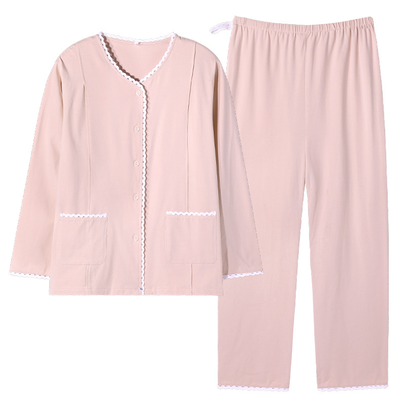 Πιτζάμες εγκύου από modal, στυλ cardigan, μακριά μανίκια, V-λαιμό, αναπνεύσιμες οικιακές πιζάμες για εγκύους