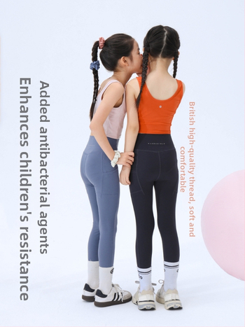 Κοριτσίστικοι κολάν από Lycra με εκτύπωση καρχαρία, υψηλή μέση, αντιβακτηριακό, αθλητικό για γιόγκα, νάιλον/σπαντέξ 75/25, για παιδιά 8 ετών και άνω