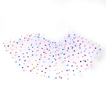 Fustă pentru copii din tul cu imprimeu buline, trei straturi, șase panouri, material poliester