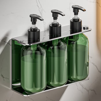 304 rozsdamentes acélból készült szappanadagoló, falra szerelhető, fúrás nélküli, kézi nyomású működés, polírozott felület, modern stílus, szállodai fürdőszobákhoz