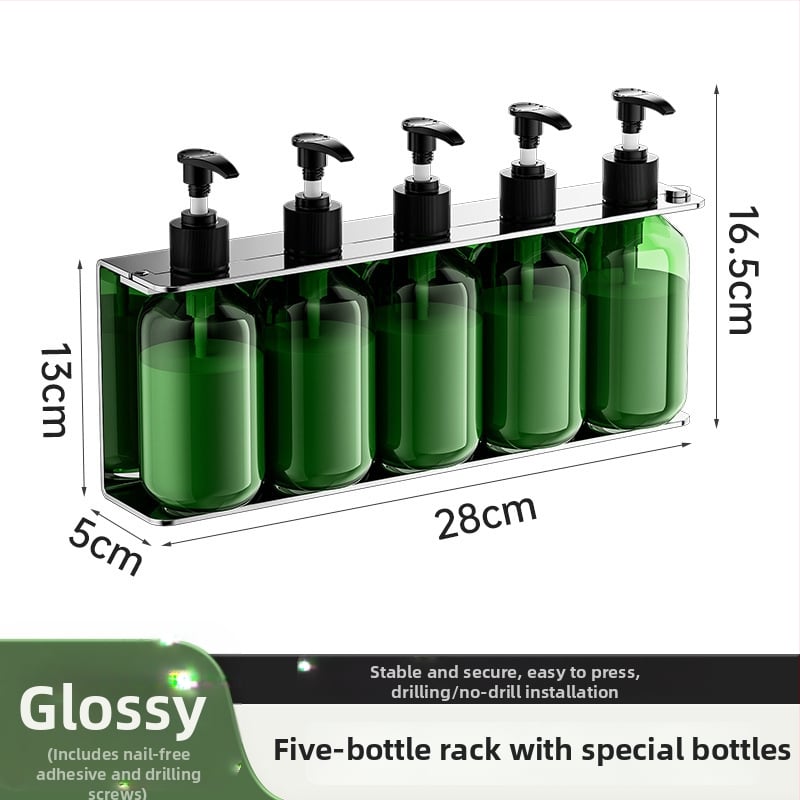 304 rozsdamentes acélból készült szappanadagoló, falra szerelhető, fúrás nélküli, kézi nyomású működés, polírozott felület, modern stílus, szállodai fürdőszobákhoz