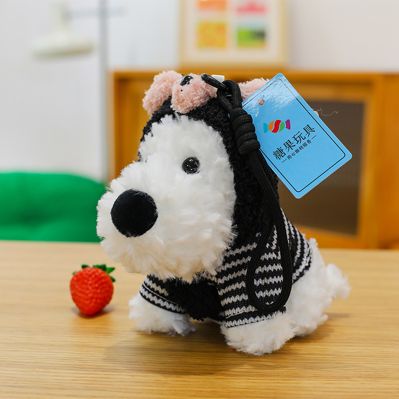 Λούτρινο κουτάβι Ουέστ Χάιλαντ — κολιέ κλειδιού, κοντό plush, γέμισμα PP βαμβάκι, συσκευασία με δίχτυ, OEM λογότυπο