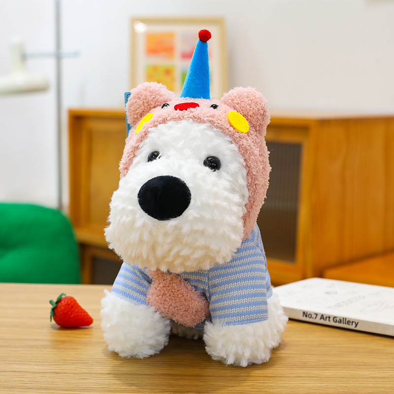 Λούτρινο κουτάβι Ουέστ Χάιλαντ — κολιέ κλειδιού, κοντό plush, γέμισμα PP βαμβάκι, συσκευασία με δίχτυ, OEM λογότυπο