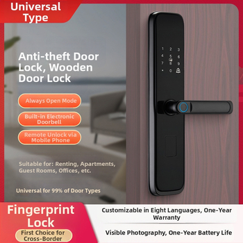 Смарт брава с пръстов отпечатък за дървена врата, модел p8S, 300 записа отпечатъци, над 10 000 отключвания, захранване DC