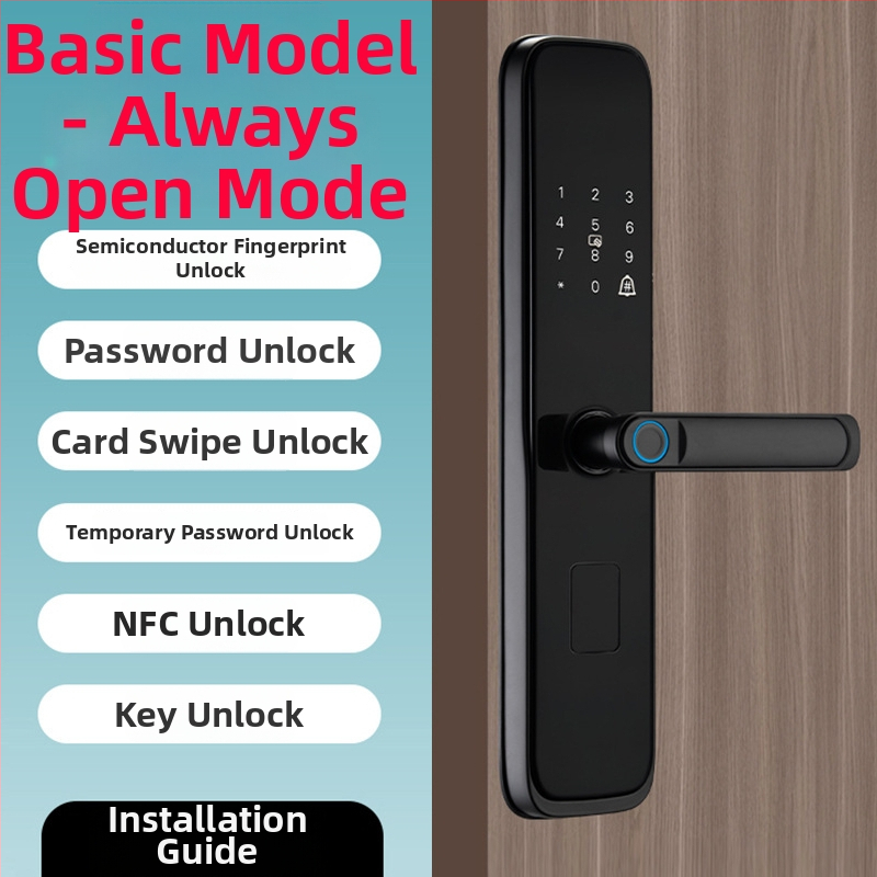 Смарт брава с пръстов отпечатък за дървена врата, модел p8S, 300 записа отпечатъци, над 10 000 отключвания, захранване DC