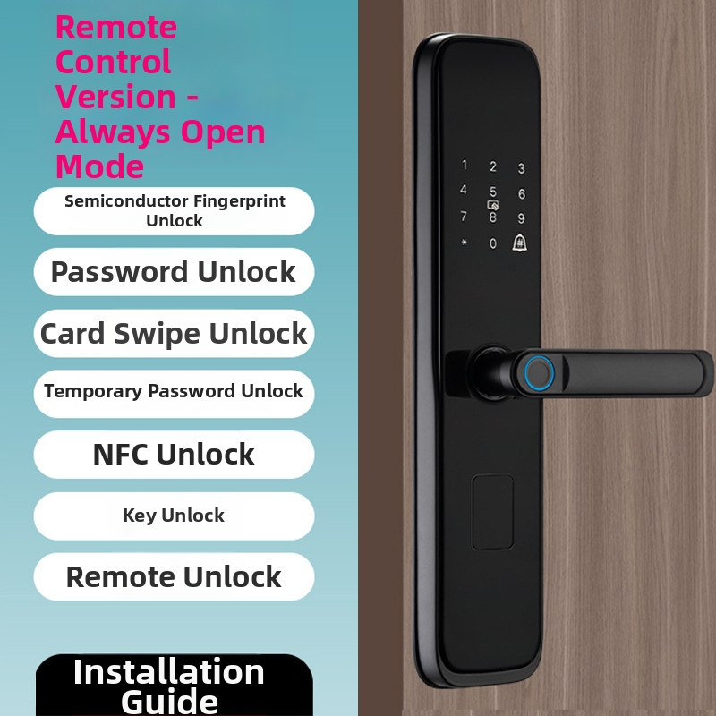 Смарт брава с пръстов отпечатък за дървена врата, модел p8S, 300 записа отпечатъци, над 10 000 отключвания, захранване DC