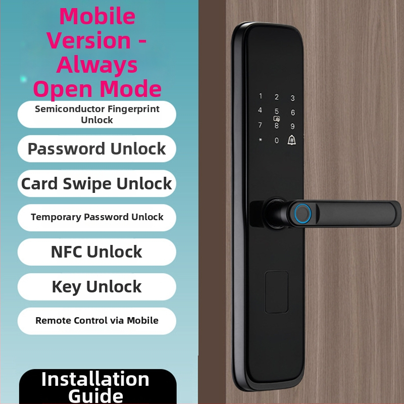 Смарт брава с пръстов отпечатък за дървена врата, модел p8S, 300 записа отпечатъци, над 10 000 отключвания, захранване DC