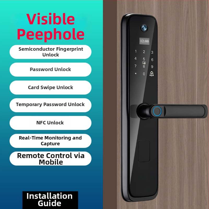 Смарт брава с пръстов отпечатък за дървена врата, модел p8S, 300 записа отпечатъци, над 10 000 отключвания, захранване DC