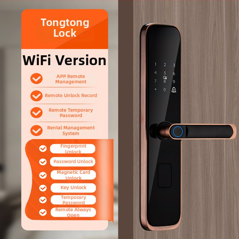 Смарт брава с пръстов отпечатък за дървена врата, модел p8S, 300 записа отпечатъци, над 10 000 отключвания, захранване DC