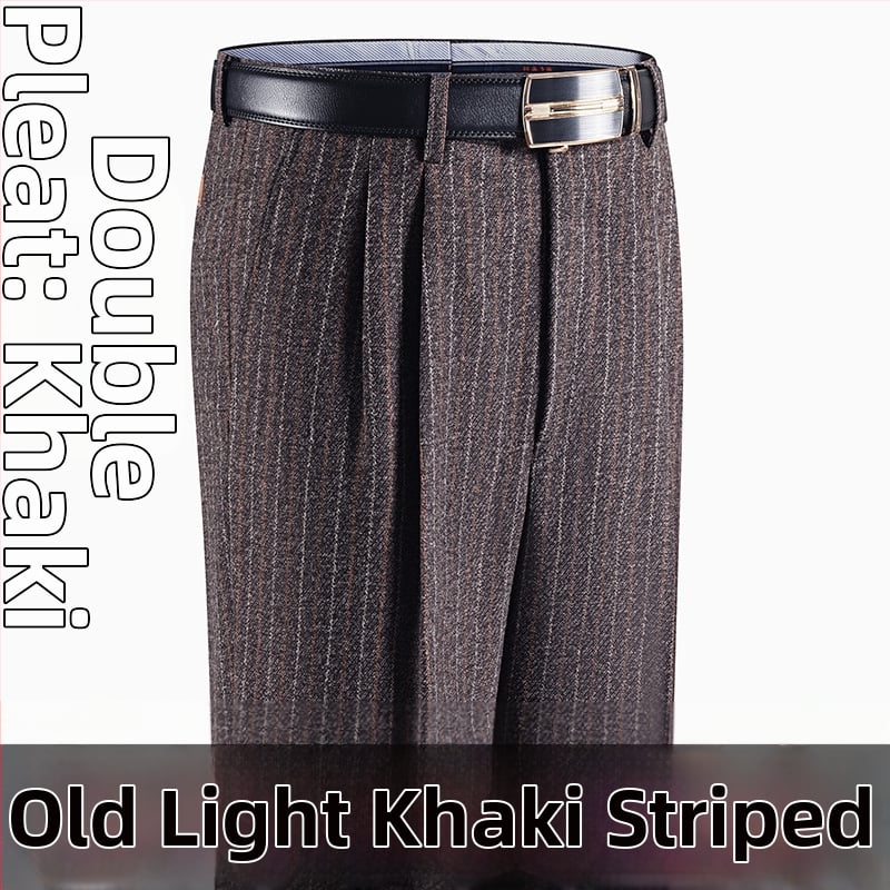 Férfi téli üzleti formális egyenes nadrág, kémiai szálak keveréke, poliészter, zsebek, középkorú férfiak számára, címkével