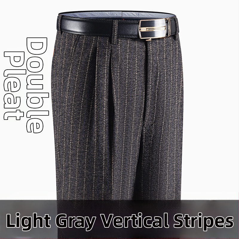 Férfi téli üzleti formális egyenes nadrág, kémiai szálak keveréke, poliészter, zsebek, középkorú férfiak számára, címkével