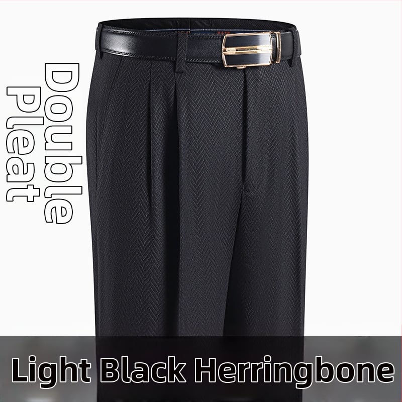 Férfi téli üzleti formális egyenes nadrág, kémiai szálak keveréke, poliészter, zsebek, középkorú férfiak számára, címkével