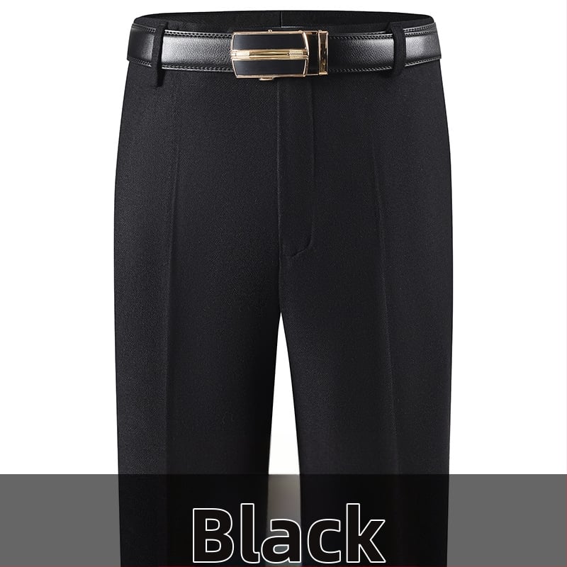 Férfi téli üzleti formális egyenes nadrág, kémiai szálak keveréke, poliészter, zsebek, középkorú férfiak számára, címkével