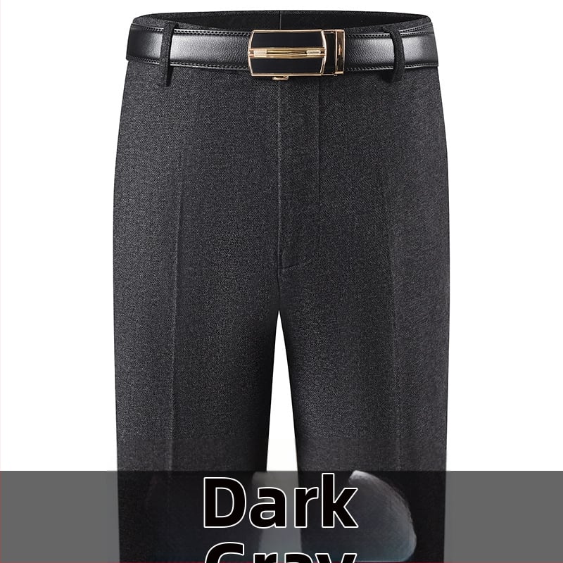 Férfi téli üzleti formális egyenes nadrág, kémiai szálak keveréke, poliészter, zsebek, középkorú férfiak számára, címkével