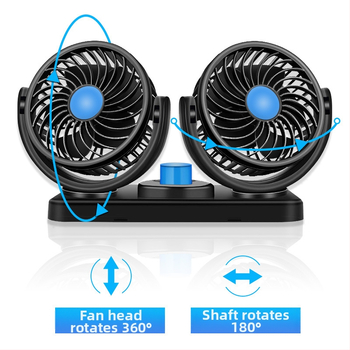 Autóventilátor, 12V/24V/USB, kétfejű, 10W, Modell DCFAN