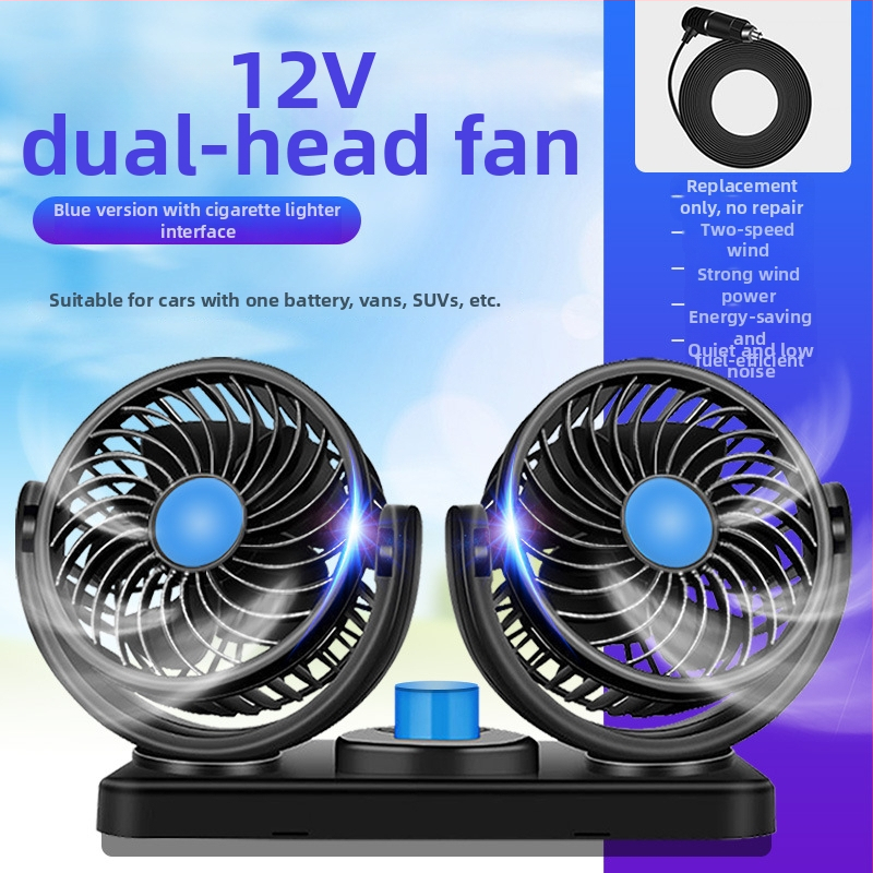 Autóventilátor, 12V/24V/USB, kétfejű, 10W, Modell DCFAN