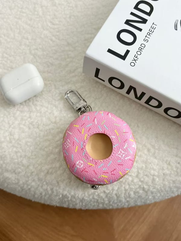 Κρεμαστό για τσάντα με μοτίβο ντόνατ από γνήσιο δέρμα – χαρακτική, φυσικό στυλ, φθινοπωρινή έκδοση 2025