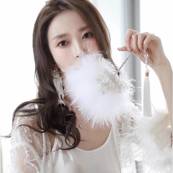 Halat cu evantai din pene albe, mireasă în stil chinezesc, recuzită pentru fotografii de nuntă și dans antic (Brand: Unique; Tip: Other; Greutate produs: Other; Pachet: Other)