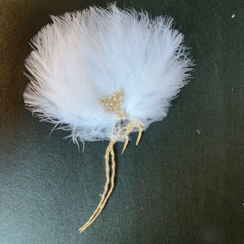 Halat cu evantai din pene albe, mireasă în stil chinezesc, recuzită pentru fotografii de nuntă și dans antic (Brand: Unique; Tip: Other; Greutate produs: Other; Pachet: Other)