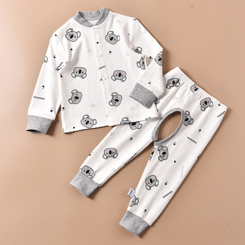 Βαμβακερό σετ μωρού: γιλέκο με μακριά μανίκια και παντελόνι με ανοιχτή περιοχή, για 1–3 ετών, άνοιξη-φθινόπωρο