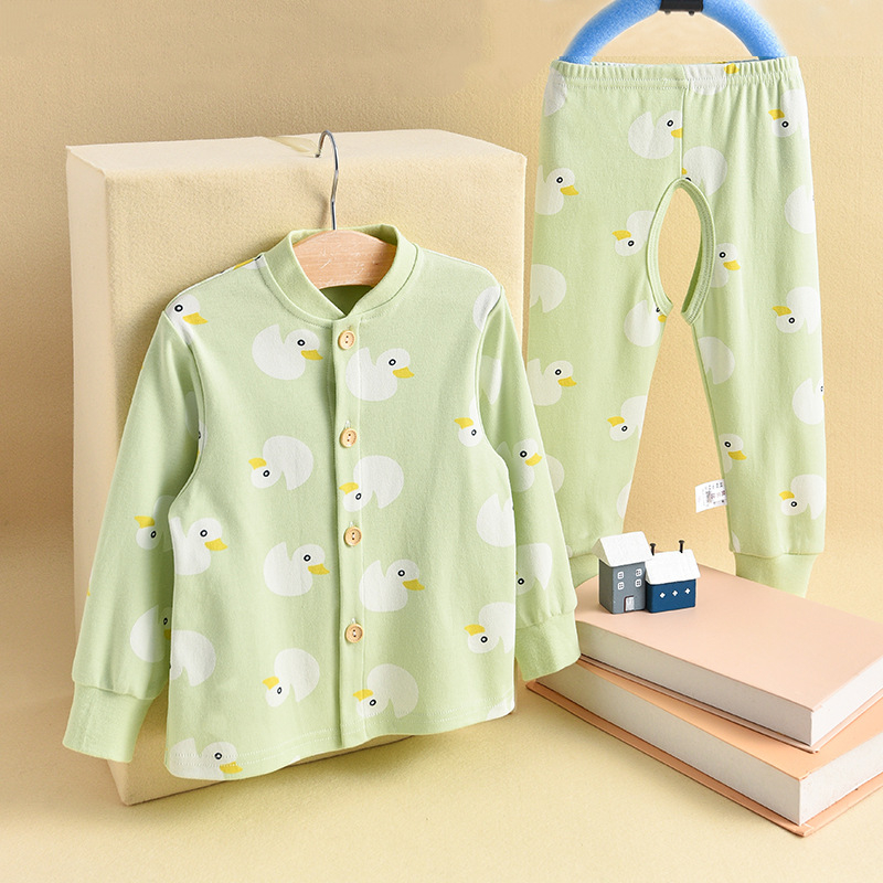 Βαμβακερό σετ μωρού: γιλέκο με μακριά μανίκια και παντελόνι με ανοιχτή περιοχή, για 1–3 ετών, άνοιξη-φθινόπωρο