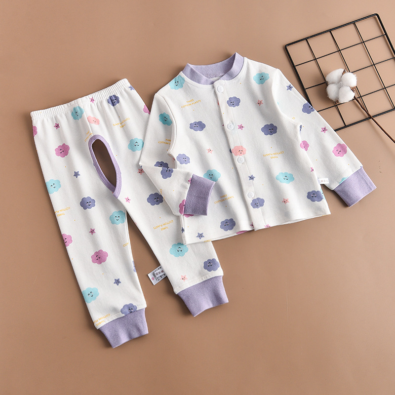 Βαμβακερό σετ μωρού: γιλέκο με μακριά μανίκια και παντελόνι με ανοιχτή περιοχή, για 1–3 ετών, άνοιξη-φθινόπωρο