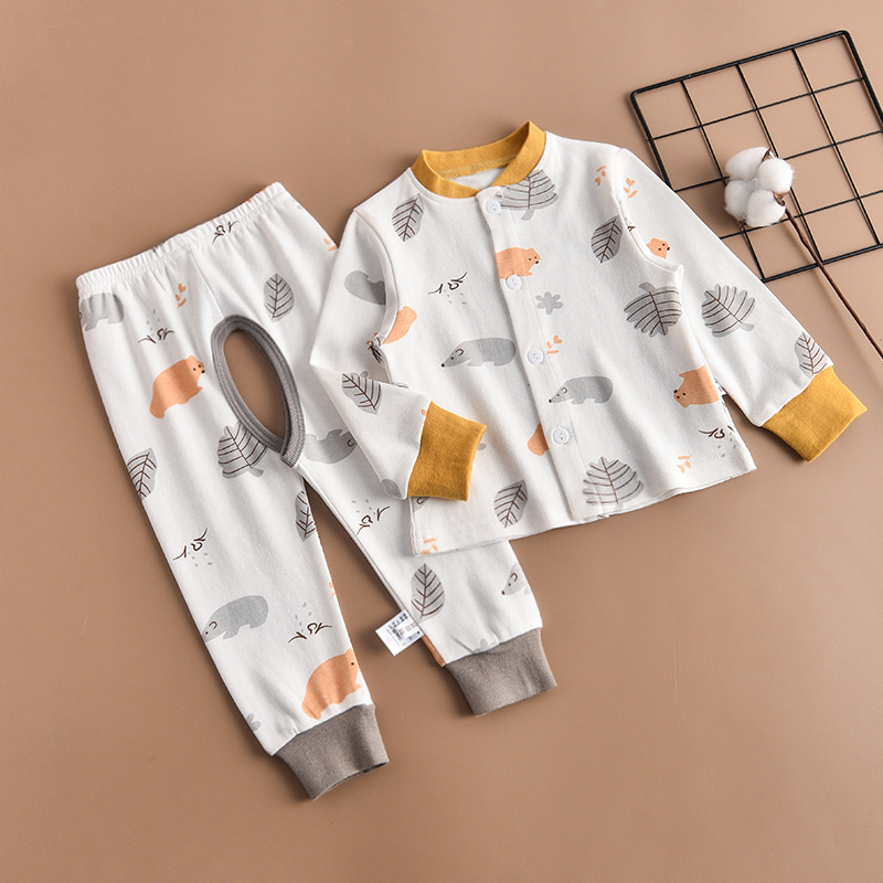 Βαμβακερό σετ μωρού: γιλέκο με μακριά μανίκια και παντελόνι με ανοιχτή περιοχή, για 1–3 ετών, άνοιξη-φθινόπωρο