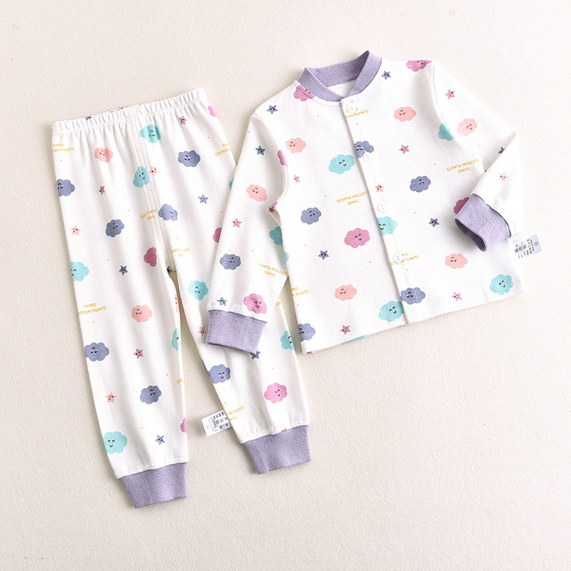 Βαμβακερό σετ μωρού: γιλέκο με μακριά μανίκια και παντελόνι με ανοιχτή περιοχή, για 1–3 ετών, άνοιξη-φθινόπωρο