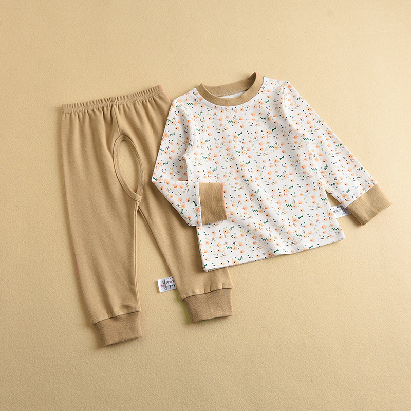 Βαμβακερό σετ μωρού: γιλέκο με μακριά μανίκια και παντελόνι με ανοιχτή περιοχή, για 1–3 ετών, άνοιξη-φθινόπωρο