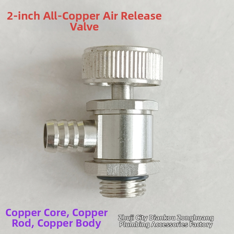 Radiátorová odvzduňovacia a vodovacia klapka so závitom — meď, niklovo leštený povrch, prevádzková teplota 0–100°C, pre vodu