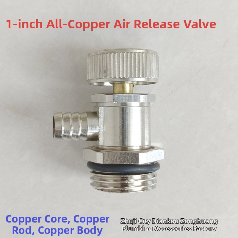 Radiátorová odvzduňovacia a vodovacia klapka so závitom — meď, niklovo leštený povrch, prevádzková teplota 0–100°C, pre vodu