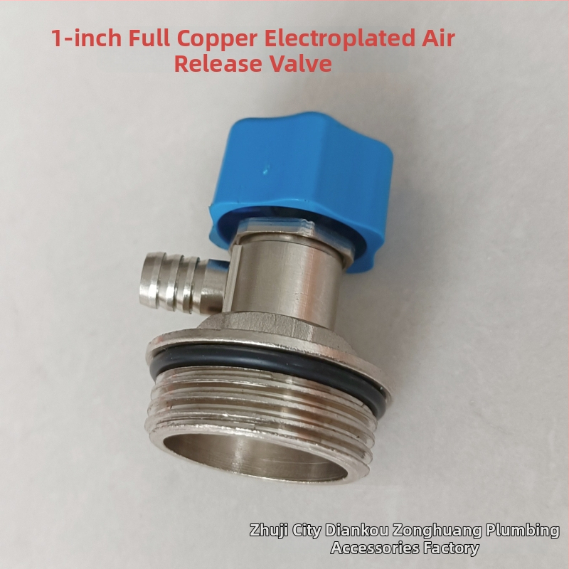 Radiátorová odvzduňovacia a vodovacia klapka so závitom — meď, niklovo leštený povrch, prevádzková teplota 0–100°C, pre vodu