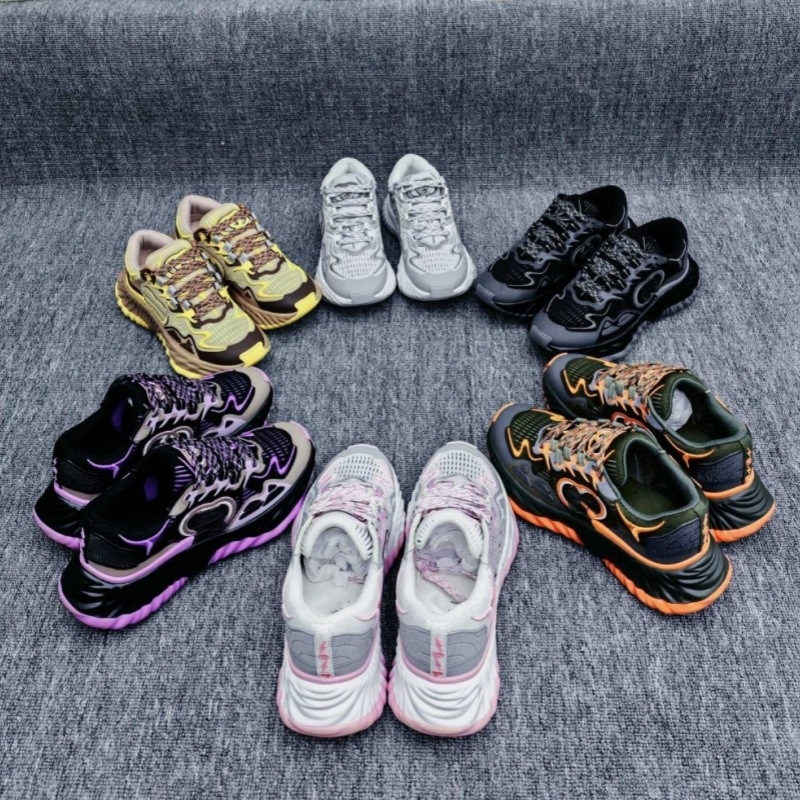 Unisex αθλητικά παπούτσια με αυξημένη σόλα, επάνω μέρος από δέρμα και δικτυωτό, κορδόνια, κυματοειδές σχέδιο