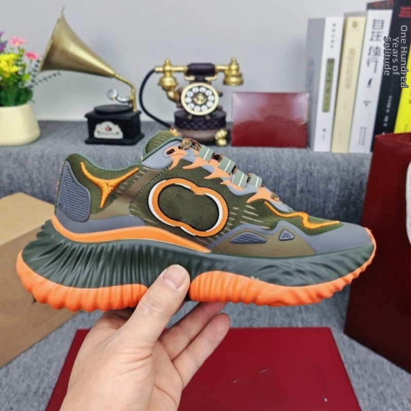 Unisex αθλητικά παπούτσια με αυξημένη σόλα, επάνω μέρος από δέρμα και δικτυωτό, κορδόνια, κυματοειδές σχέδιο