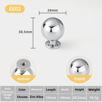 Λαβή πόρτας ντουλάπας — σφαιρική, κράμα ψευδάργύρου, ιταλικό μινιμαλιστικό στυλ, επιφανειακή τοποθέτηση, μοντέλο με μία οπή