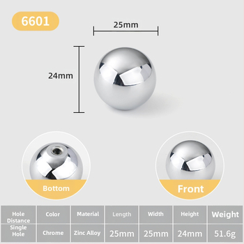Λαβή πόρτας ντουλάπας — σφαιρική, κράμα ψευδάργύρου, ιταλικό μινιμαλιστικό στυλ, επιφανειακή τοποθέτηση, μοντέλο με μία οπή