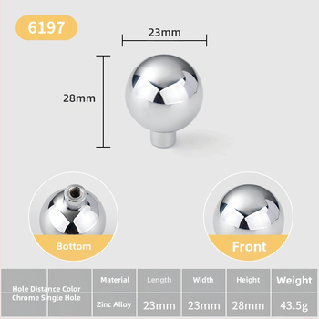 Λαβή πόρτας ντουλάπας — σφαιρική, κράμα ψευδάργύρου, ιταλικό μινιμαλιστικό στυλ, επιφανειακή τοποθέτηση, μοντέλο με μία οπή