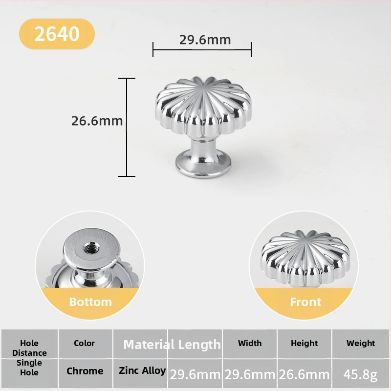 Λαβή πόρτας ντουλάπας — σφαιρική, κράμα ψευδάργύρου, ιταλικό μινιμαλιστικό στυλ, επιφανειακή τοποθέτηση, μοντέλο με μία οπή