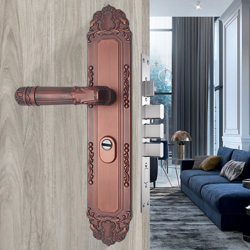 Bejárati ajtó kilincs zárval - alumíniumötvözet, Xinpinfa, modell 901, modern minimalist dizájn