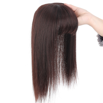 Блок за възстановяване на косата върху темето за жени, термоустойчива влакнеста коса, челки: могат да се подравнят или наклонени, без боядисване и къдрене