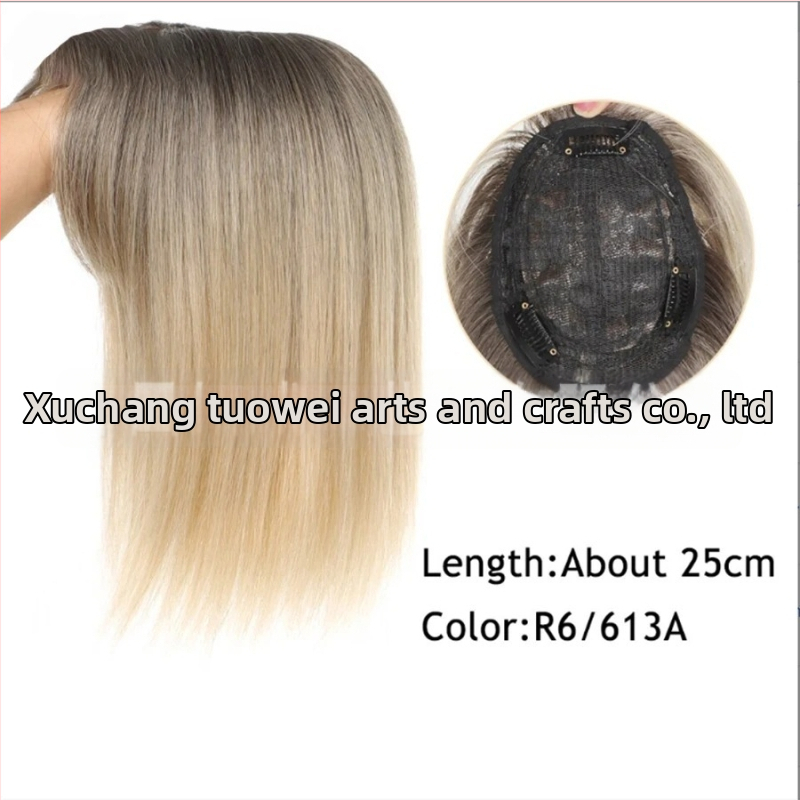 Блок за възстановяване на косата върху темето за жени, термоустойчива влакнеста коса, челки: могат да се подравнят или наклонени, без боядисване и къдрене