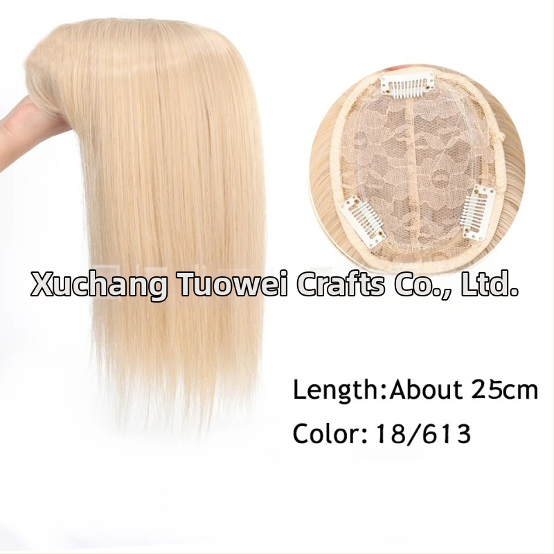 Блок за възстановяване на косата върху темето за жени, термоустойчива влакнеста коса, челки: могат да се подравнят или наклонени, без боядисване и къдрене